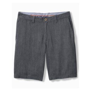 NWT Tommy Bahama Havana Herringbone 10.5-Inch Shorts Ink Silk Blend